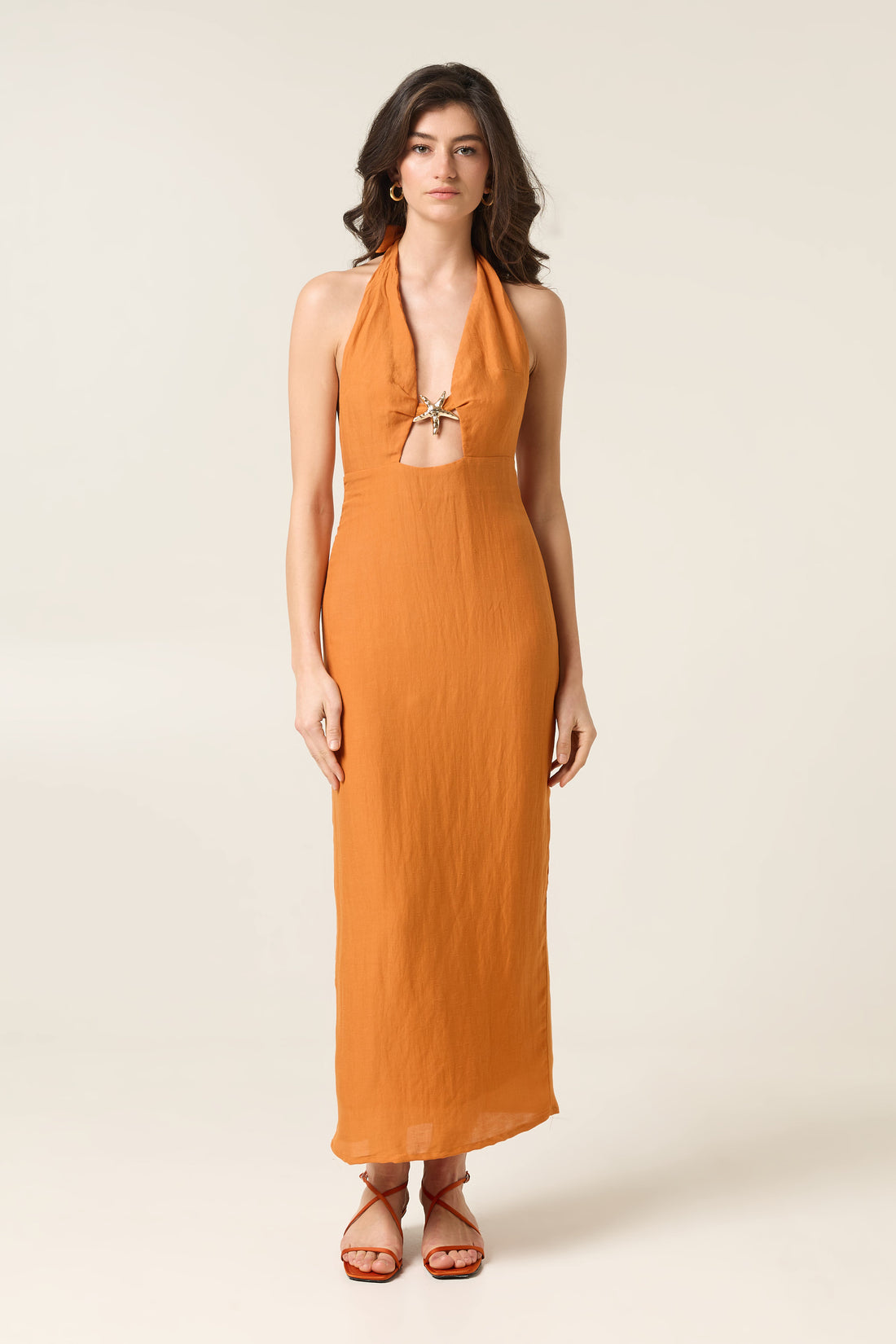 SOLAR MIDI LINEN DRESS