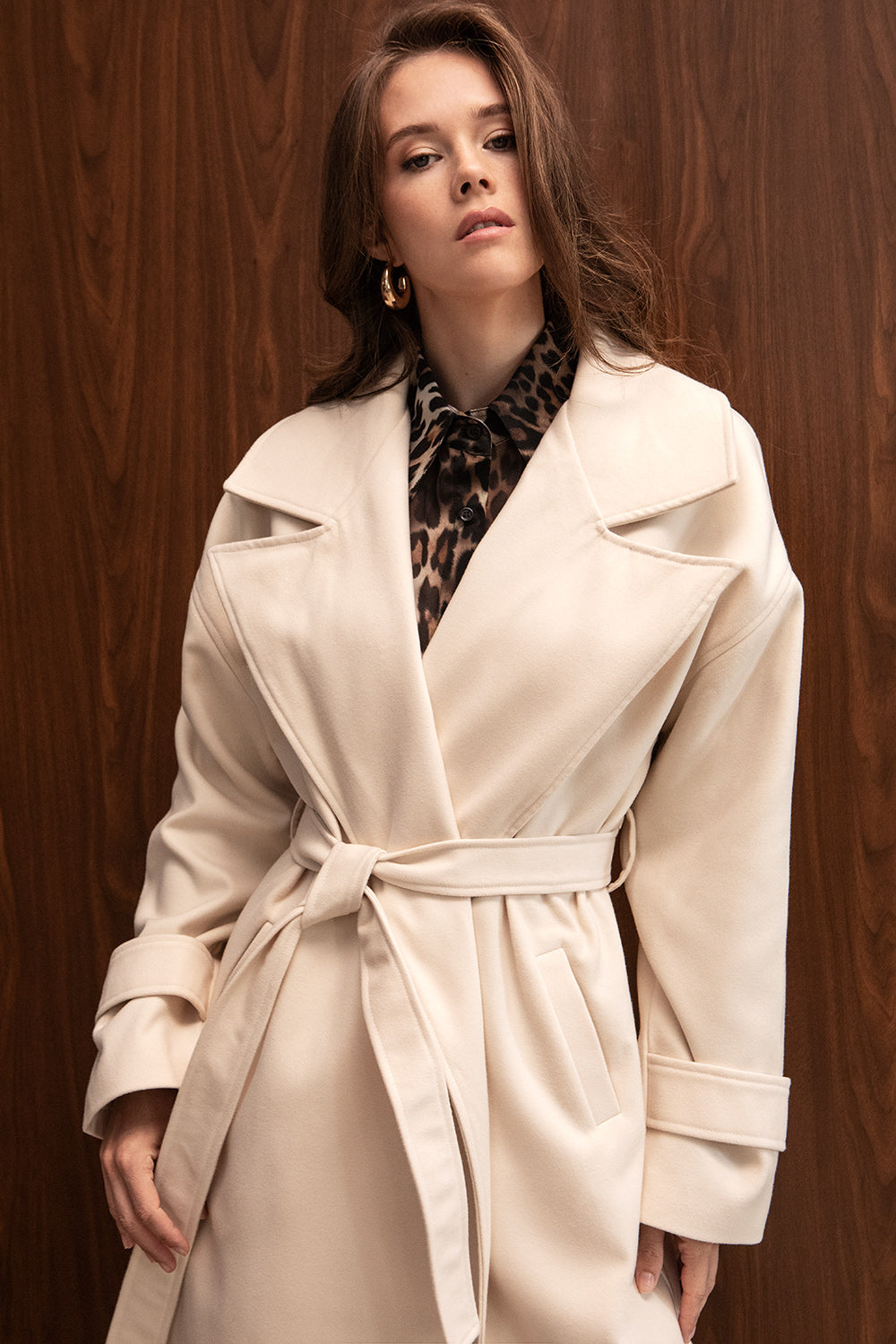 VANILLA OVERSIZED FULL LENGTH BELTED COAT