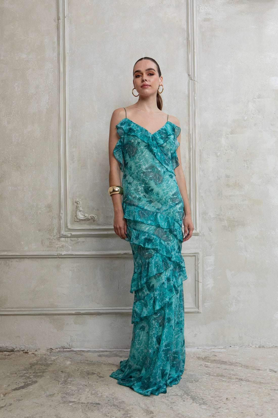 SERAFINA MAXI DRESS WITH RUFFLES
