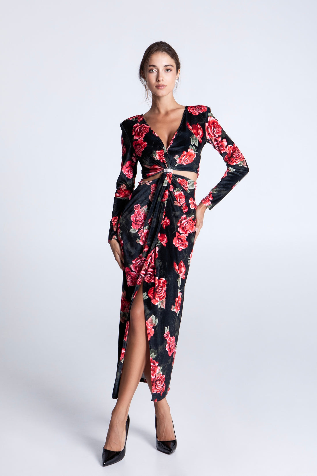 AMANDA MIDI VELVET DRESS