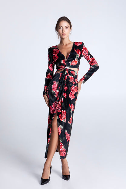 AMANDA MIDI VELVET DRESS
