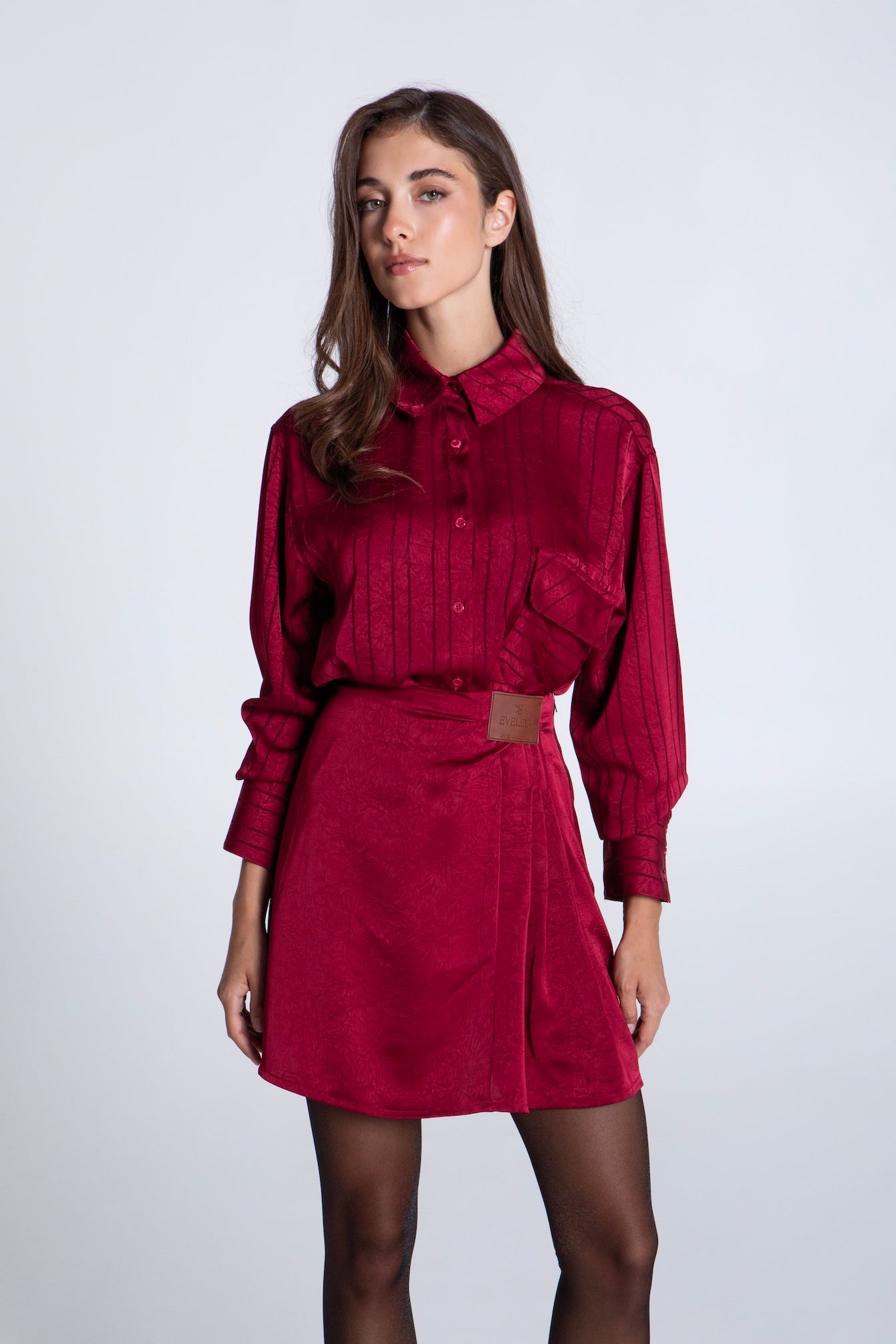 WINE SATIN SHIRT