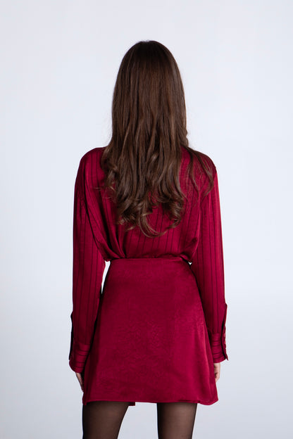 WINE SATIN SHIRT