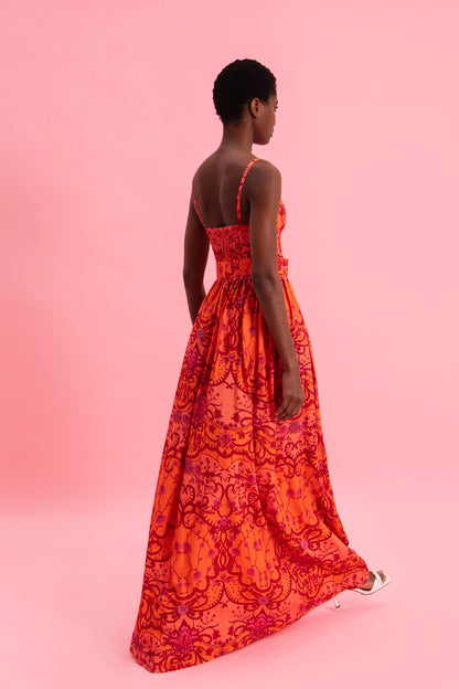 AMBER WAVES 100% VISCOSE MAXI DRESS WITH BELT