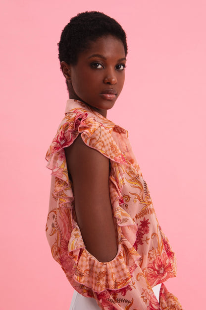 DUSTY PINK SHIRT WITH GOLD DETAILS