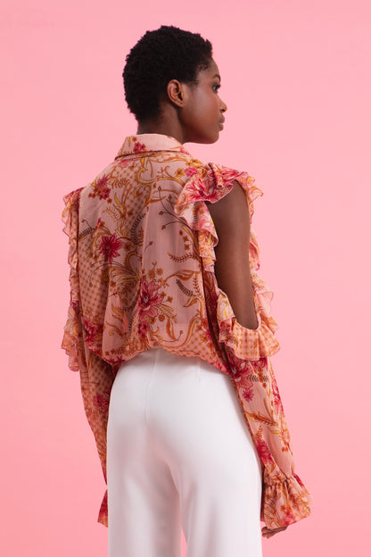 DUSTY PINK SHIRT WITH GOLD DETAILS