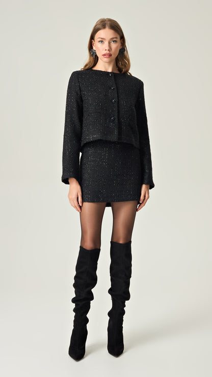 NOIR SOPHISTICATION MINI TWEED SKIRT