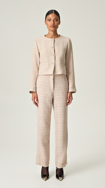 IVORY SOPHISTICATION TWEED CROP BLAZER