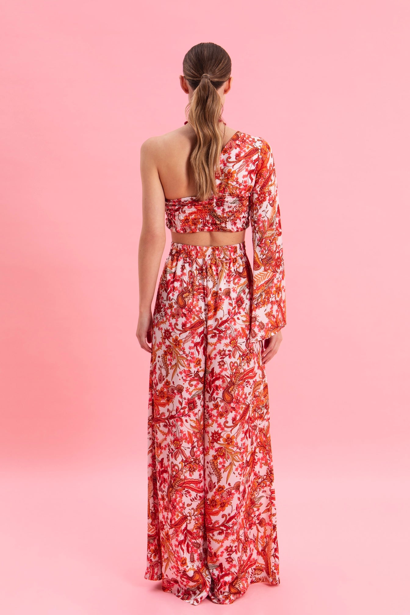 RUSTIC ROMANCE ONE SHOULDER SATIN TOP