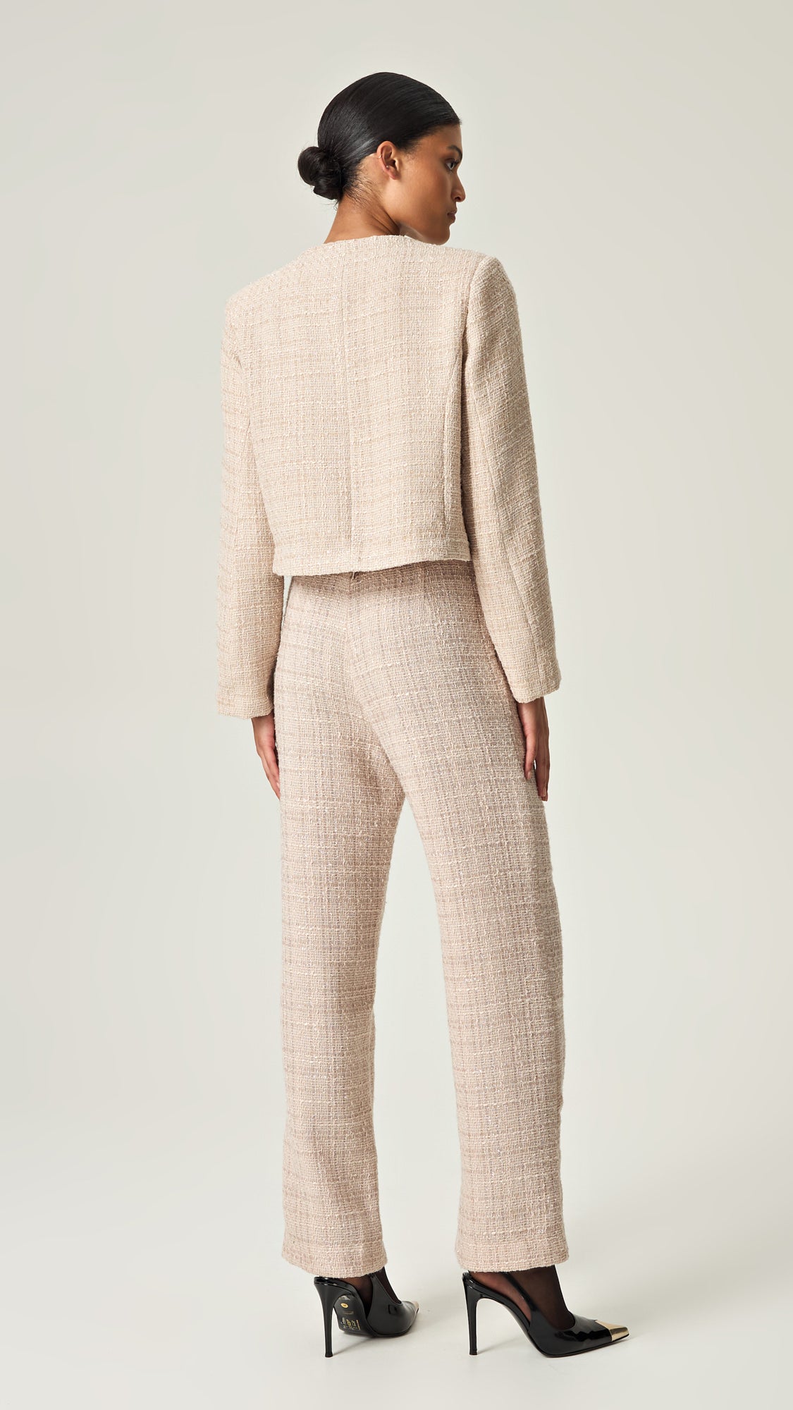 IVORY SOPHISTICATION HIGH WAISTED TWEED PANTS - COMING SOON