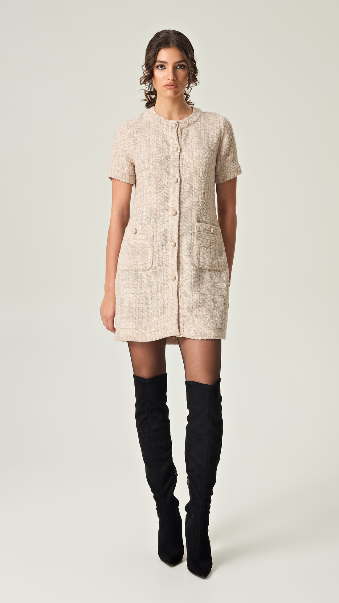 IVORY SOPHISTICATION MINI TWEED DRESS