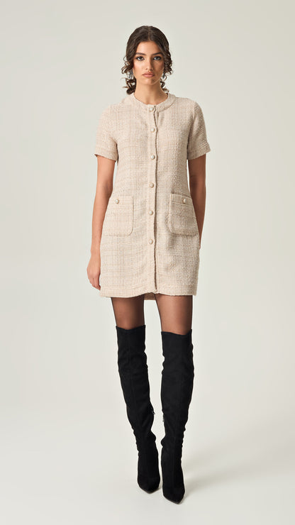 IVORY SOPHISTICATION MINI TWEED DRESS - COMING SOON