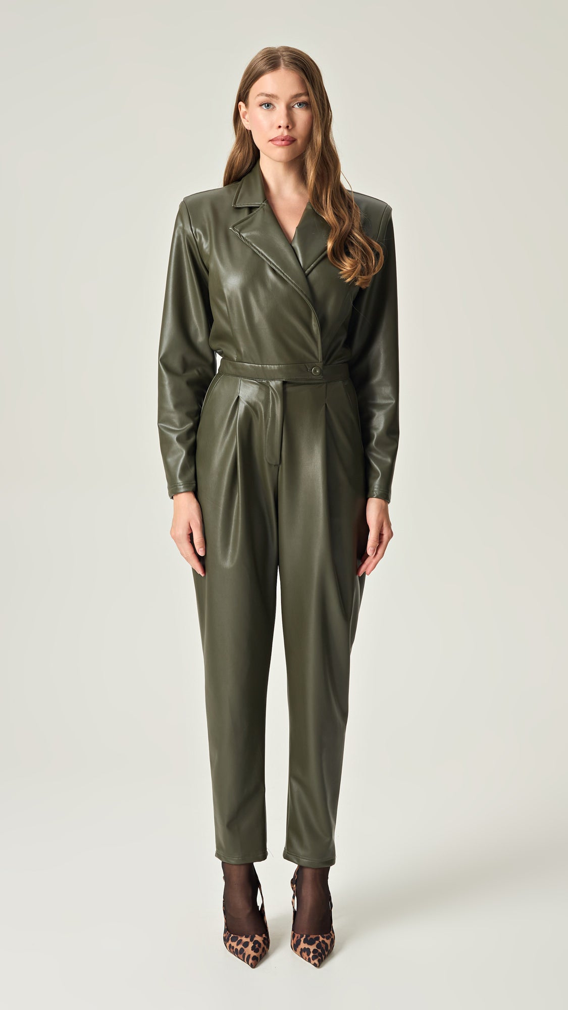 OLIVE COMMAND SOFT LEATHER JUMPSUIT - COMING SOON