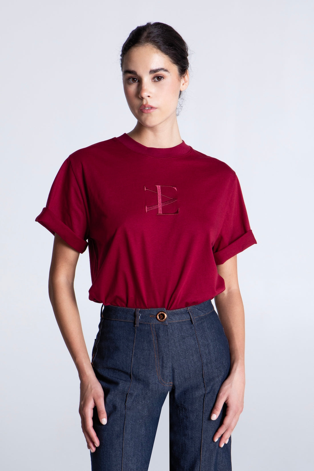 BORDEAUX EMBROIDERED  T-SHIRT