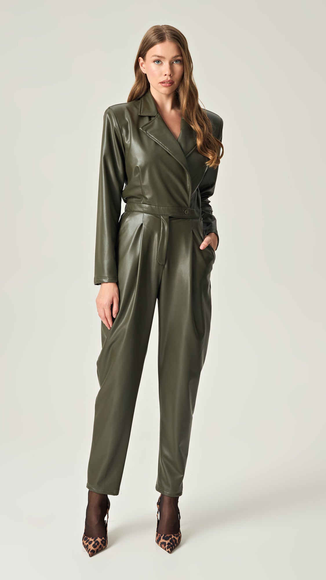 OLIVE COMMAND SOFT LEATHER JUMPSUIT - COMING SOON