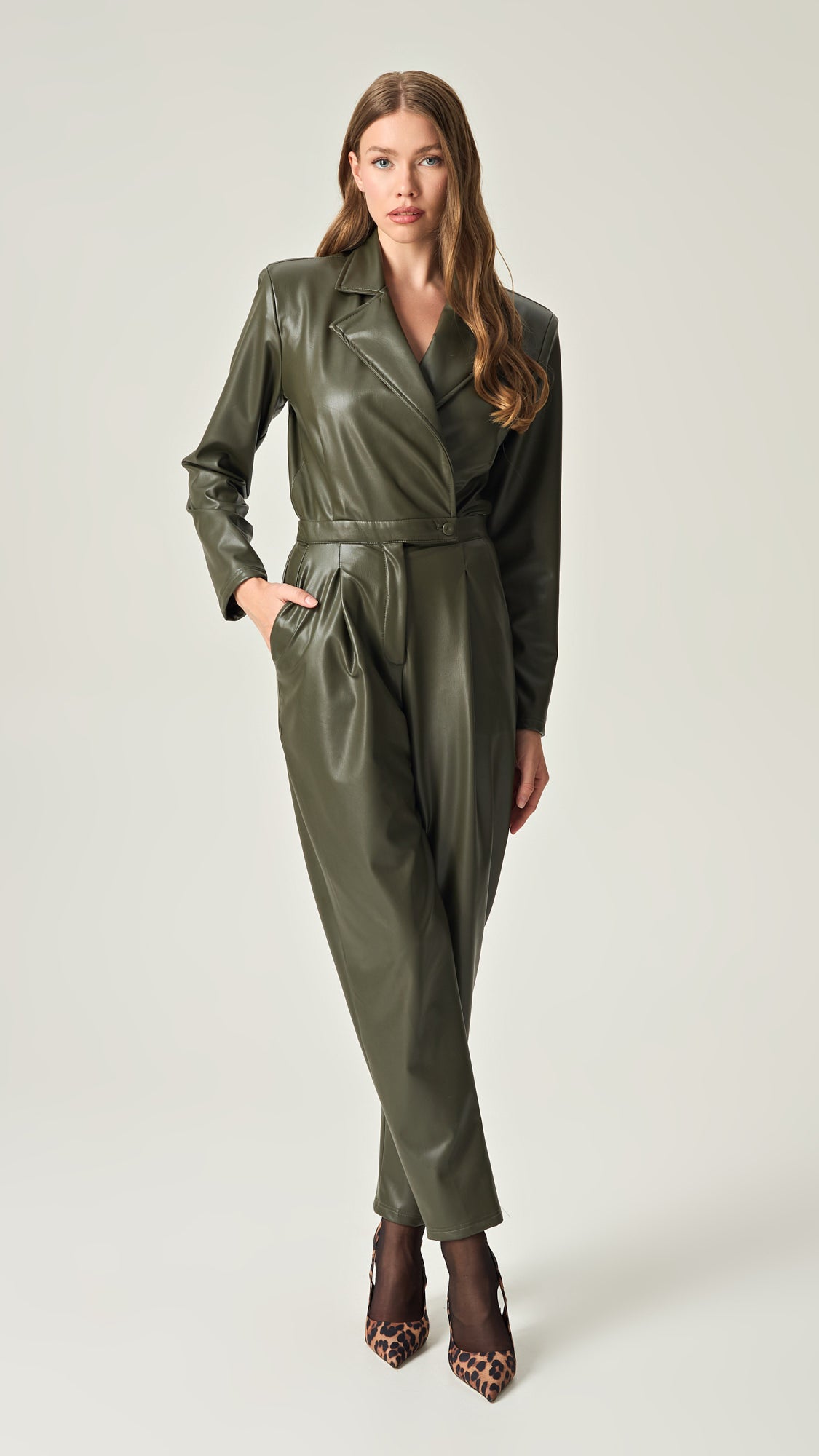 OLIVE COMMAND SOFT LEATHER JUMPSUIT - COMING SOON