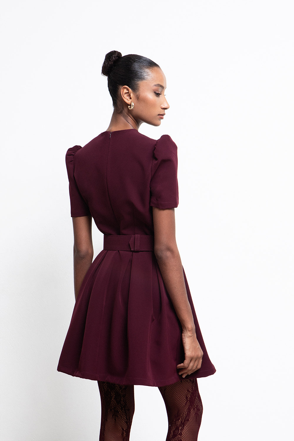 CORDELIA PUFF SLEEVE BELTED MINI DRESS