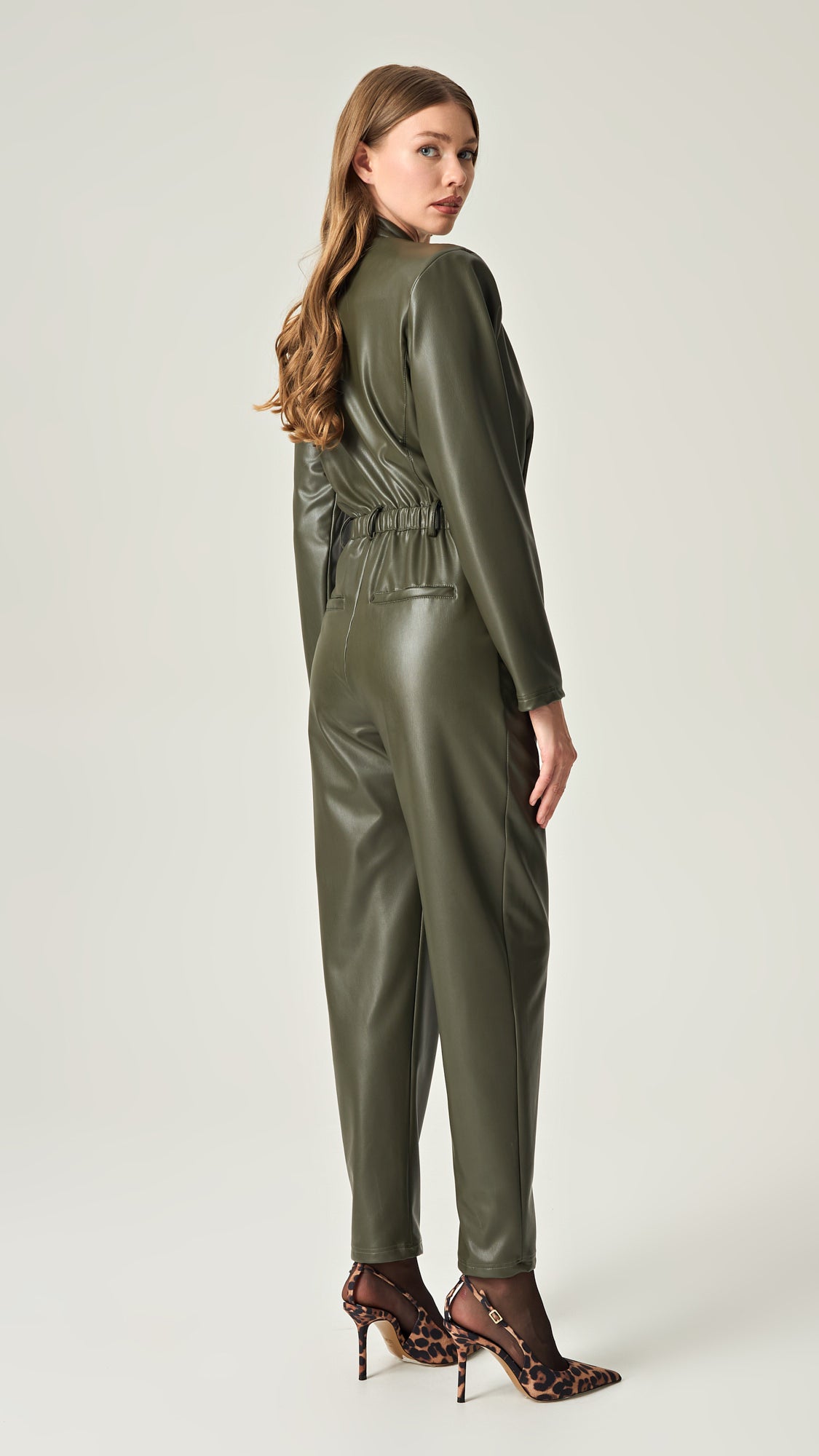 OLIVE COMMAND SOFT LEATHER JUMPSUIT - COMING SOON