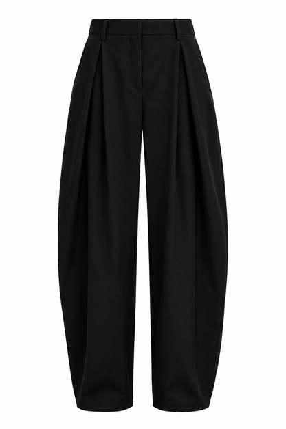BLACK OVERSIZED BARREL LEG  TAILORED PANTS