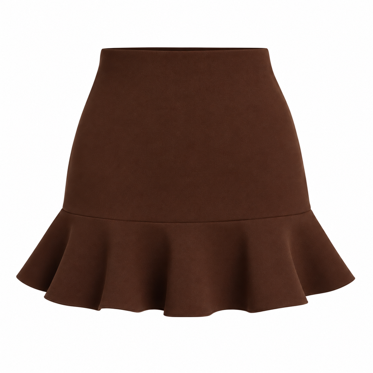 CHOCOLATE BROWN FLOUNCE MINI SKIRT