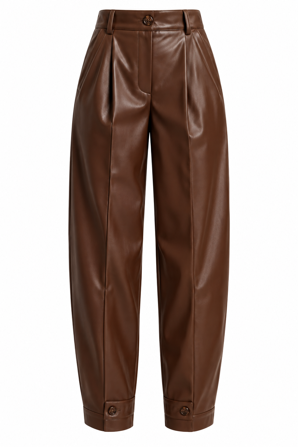 CHOCOLATE BROWN FAUX LEATHER PANTS