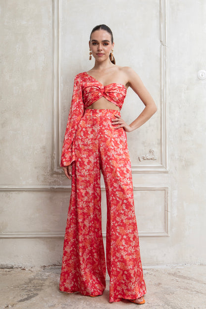 CORALIA HIGH WAISTED SATIN PANTS