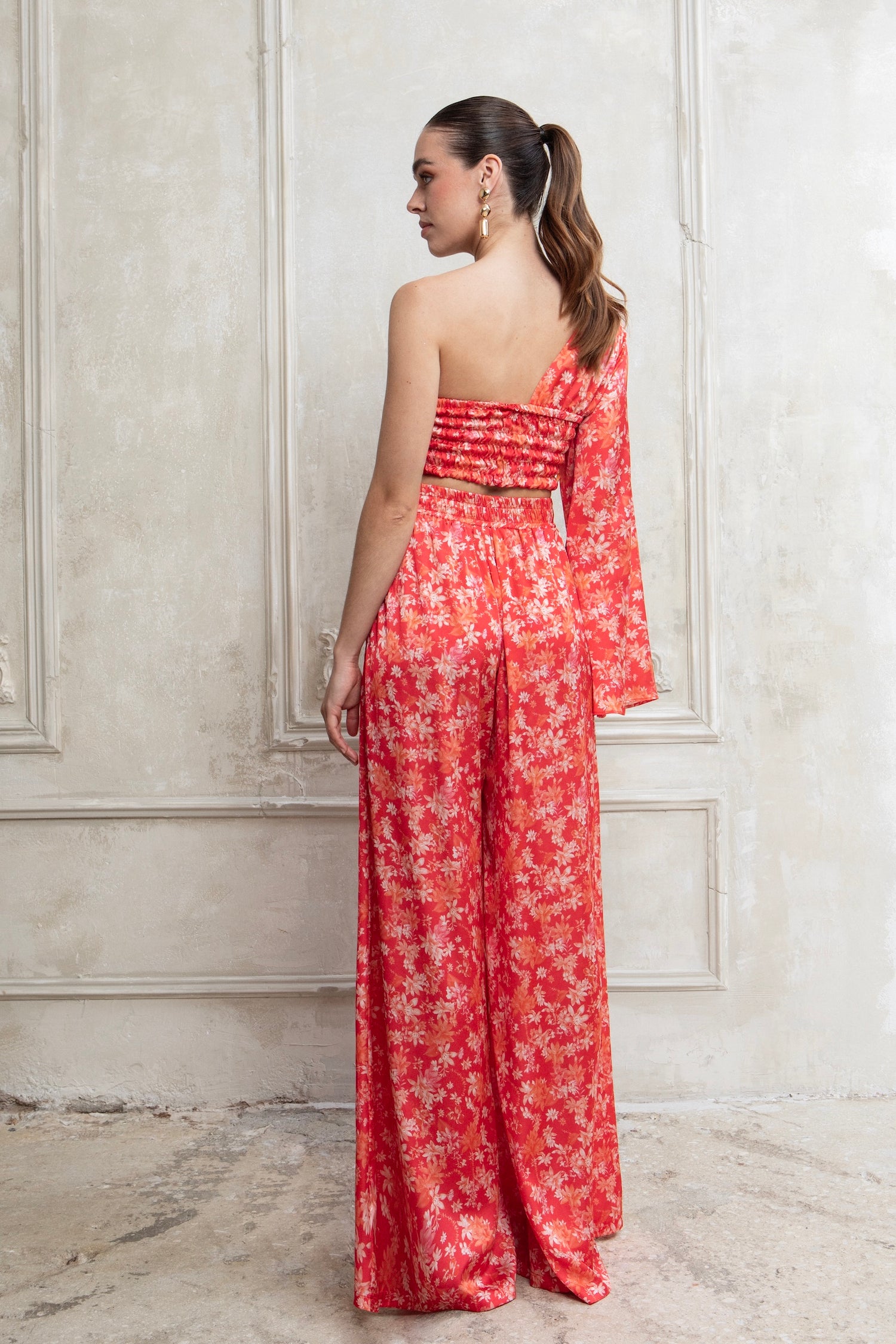 CORALIA HIGH WAISTED SATIN PANTS
