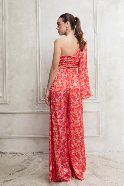 CORALIA HIGH WAISTED SATIN PANTS