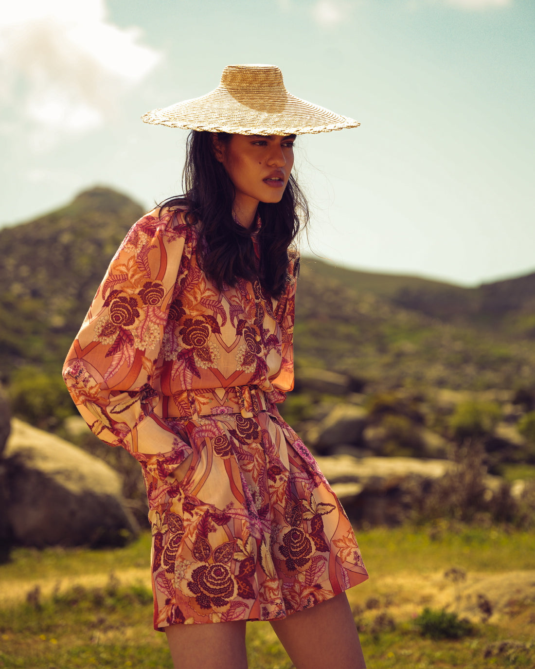 FLORAL SAFARI LINEN SHIRT