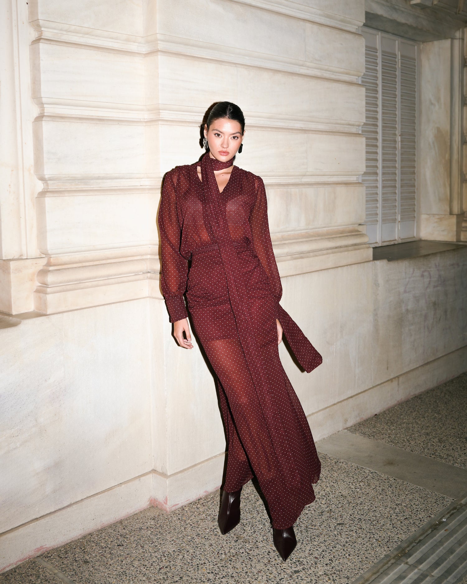 BURGUNDY  POLKA DOTS SHIRT