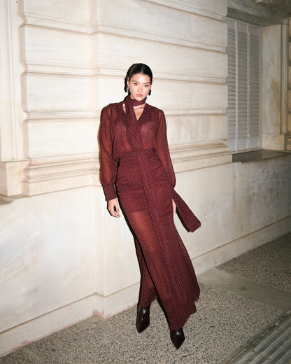BURGUNDY  POLKA DOTS SHIRT