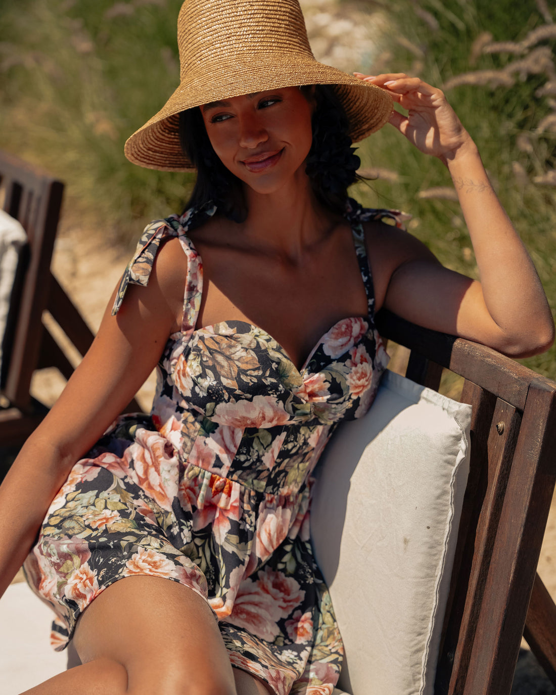 PEONIES LOVE MINI LINEN DRESS