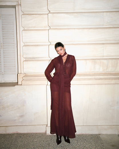 BURGUNDY  POLKA DOTS SHIRT