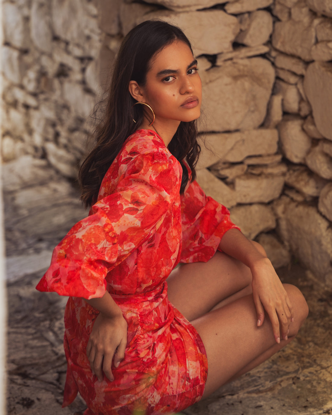 SUNSET DREAM MINI DRESS WITH GOLD DETAILS