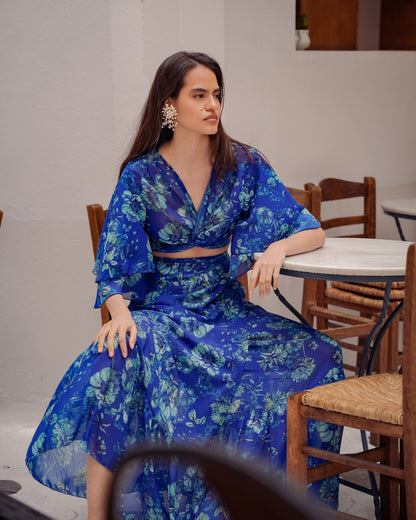 ETHEREAL BLUE MAXI WRAP SKIRT