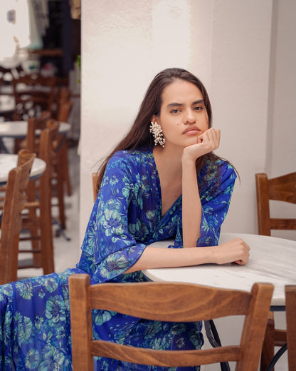 ETHEREAL BLUE MAXI WRAP SKIRT