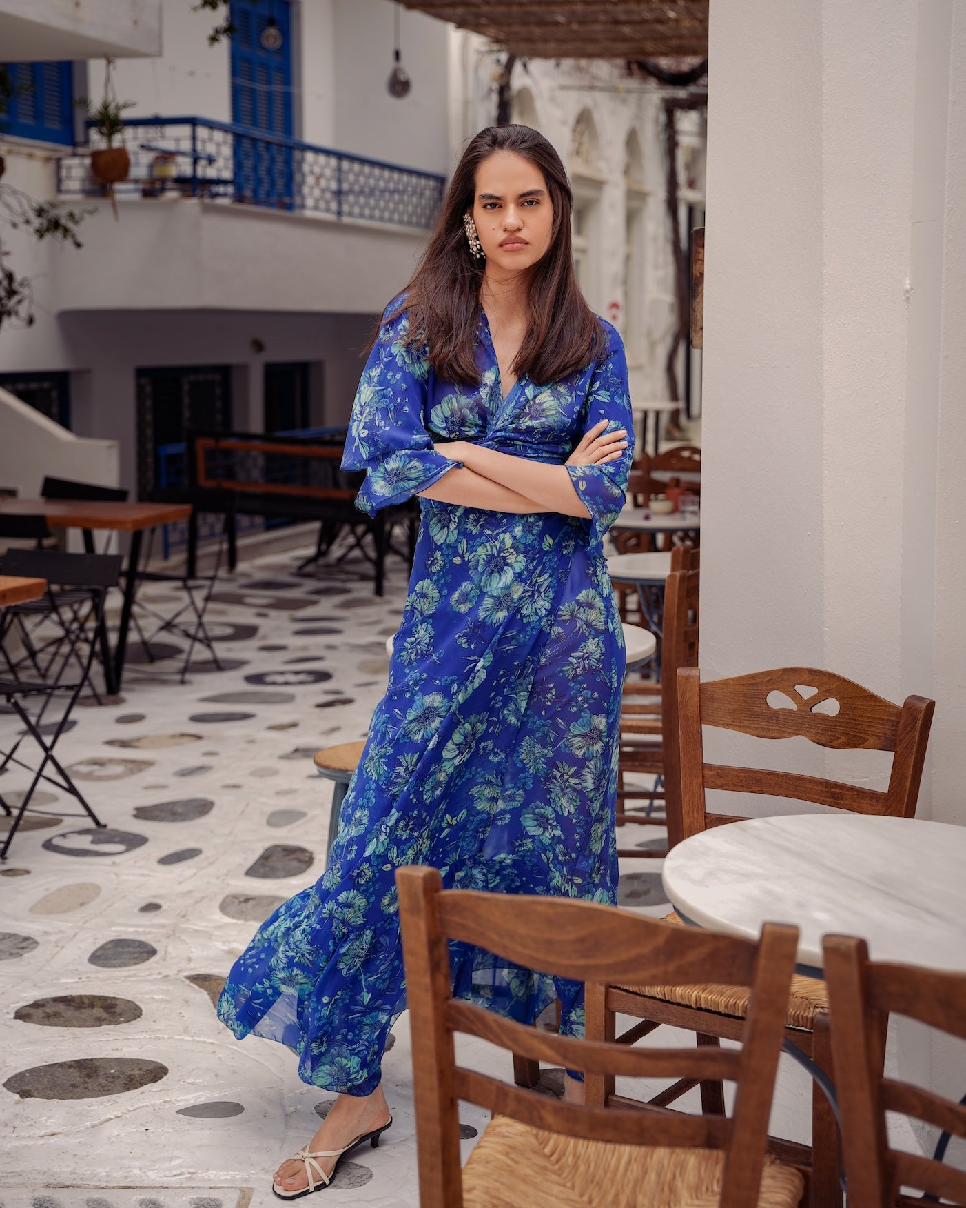 ETHEREAL BLUE MAXI WRAP SKIRT