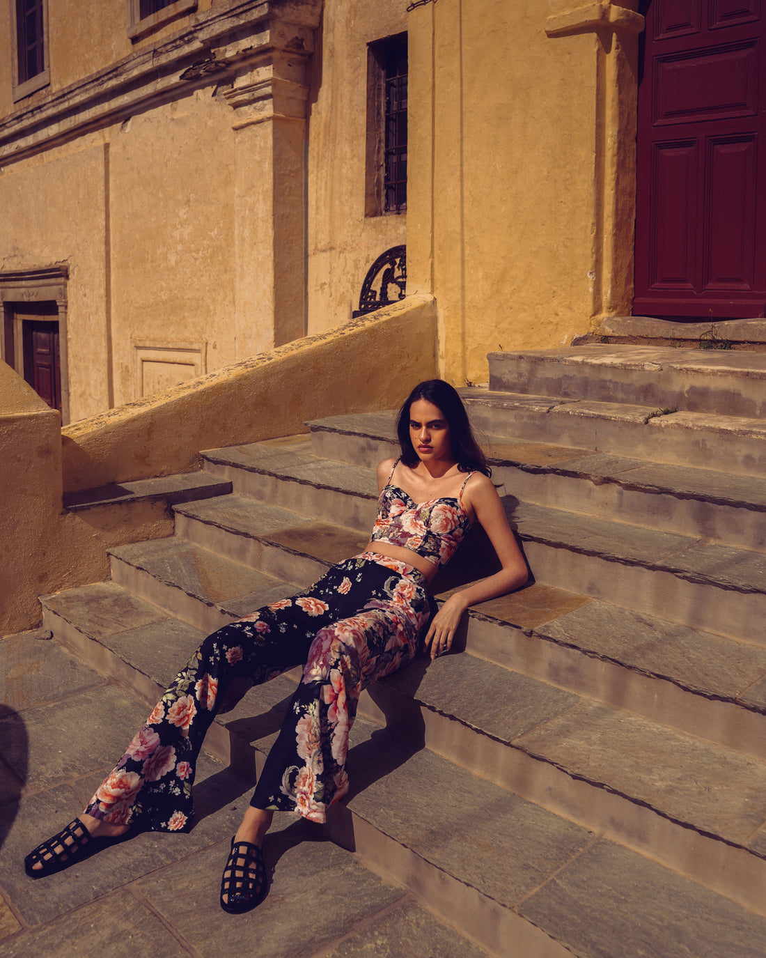 PEONIES LOVE LINEN HIGH WAISTED PANTS