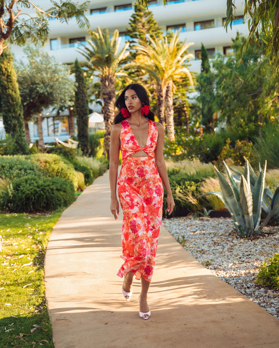 SUNSET DREAM MIDI SATIN DRESS