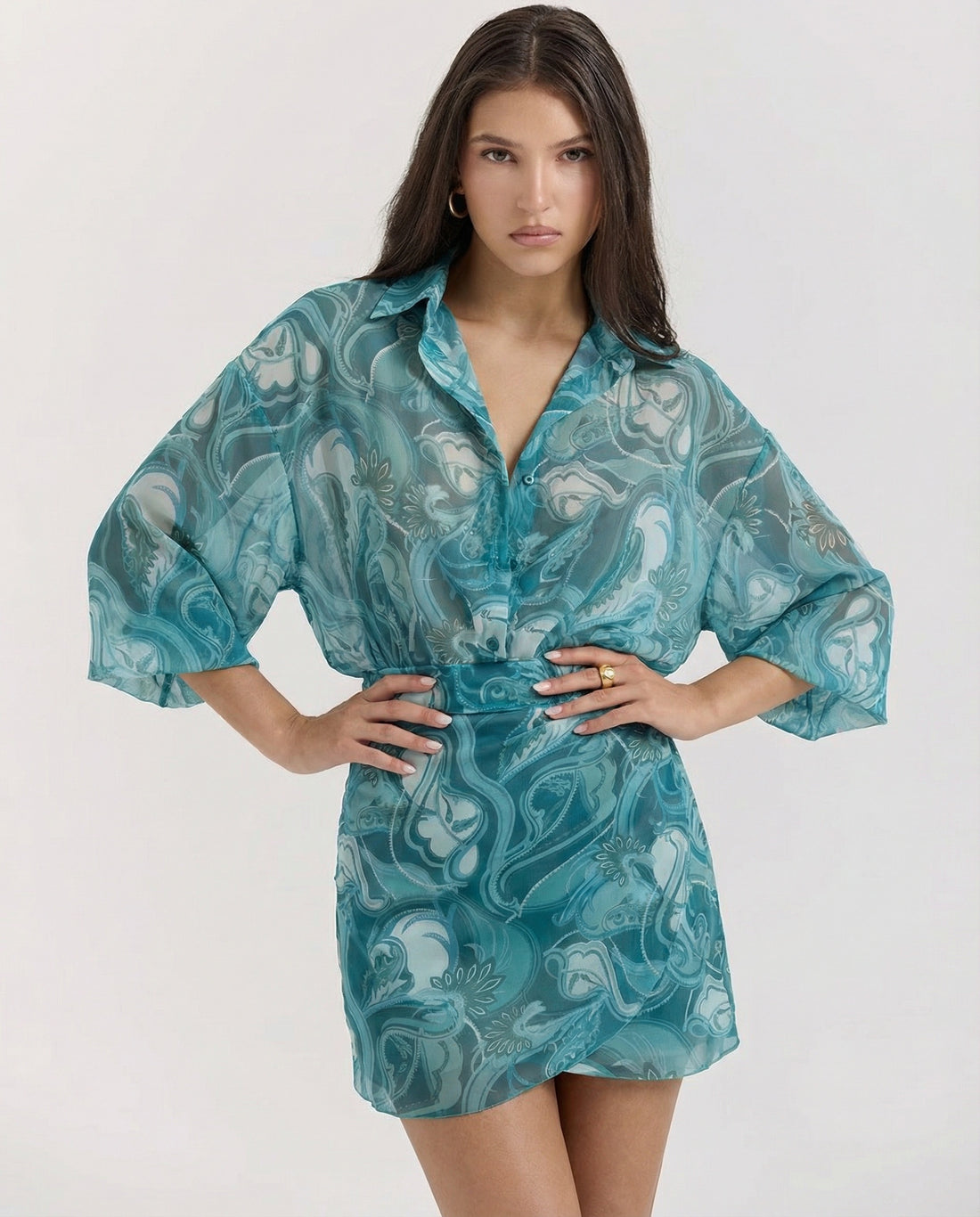 PEACEFUL WATERS MINI WRAP SKIRT