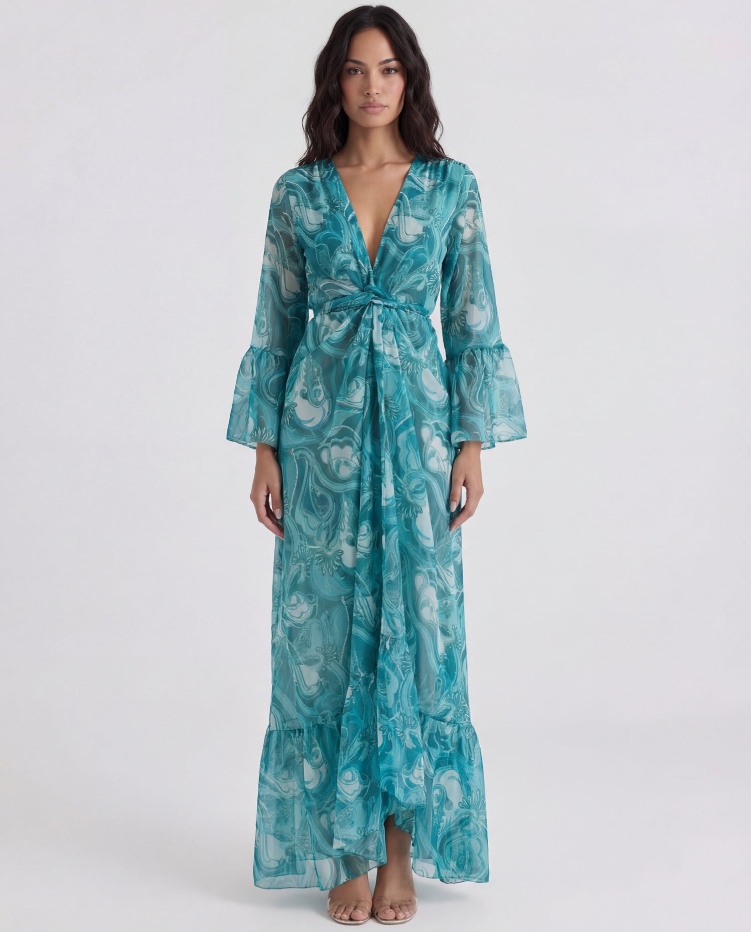 PEACEFUL WATERS POLYMORPHIC KIMONO DRESS