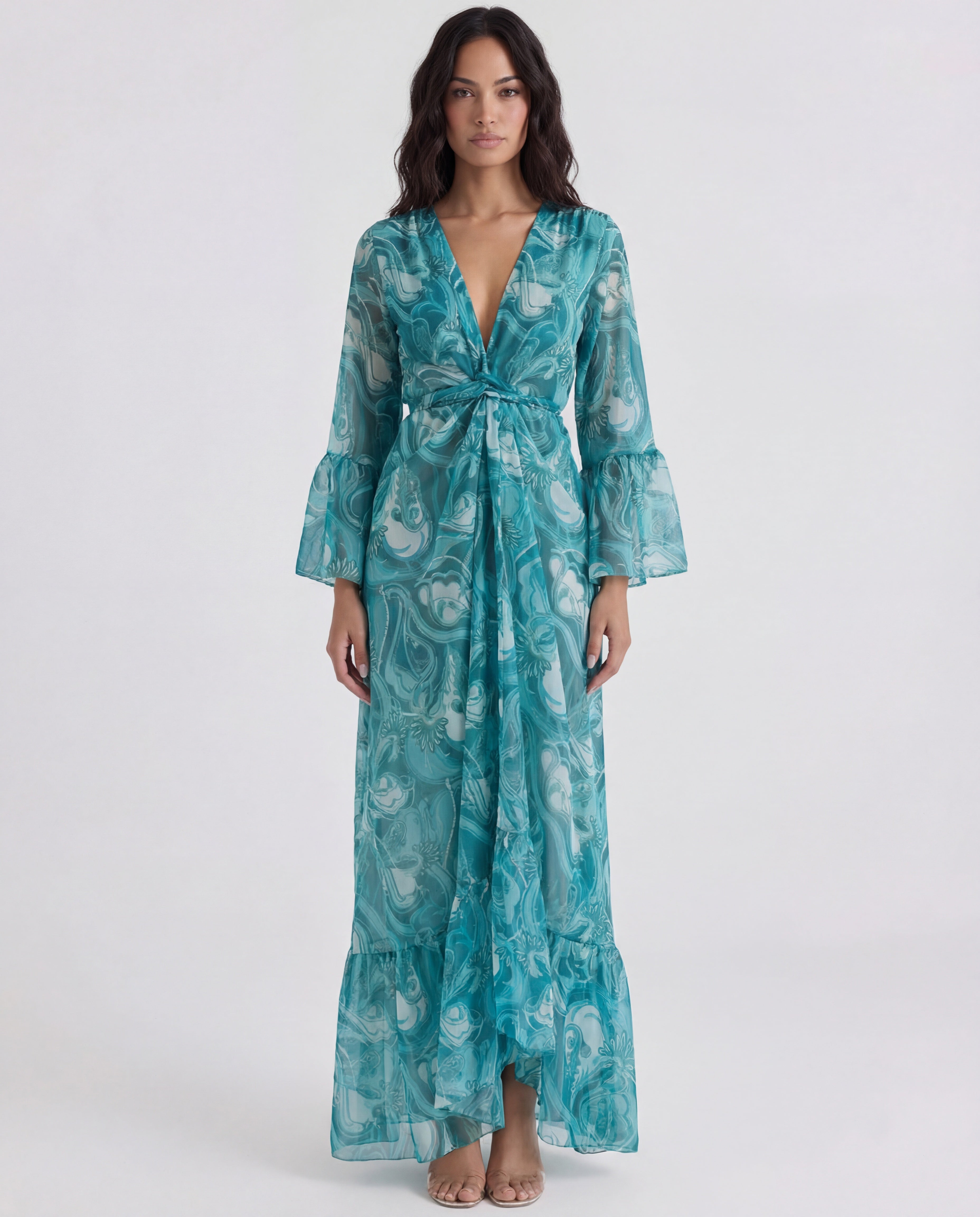 PEACEFUL WATERS POLYMORPHIC KIMONO DRESS