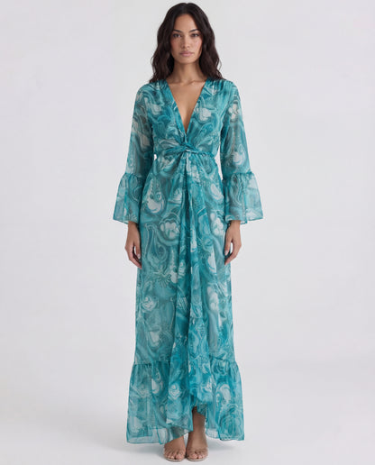 PEACEFUL WATERS POLYMORPHIC KIMONO DRESS