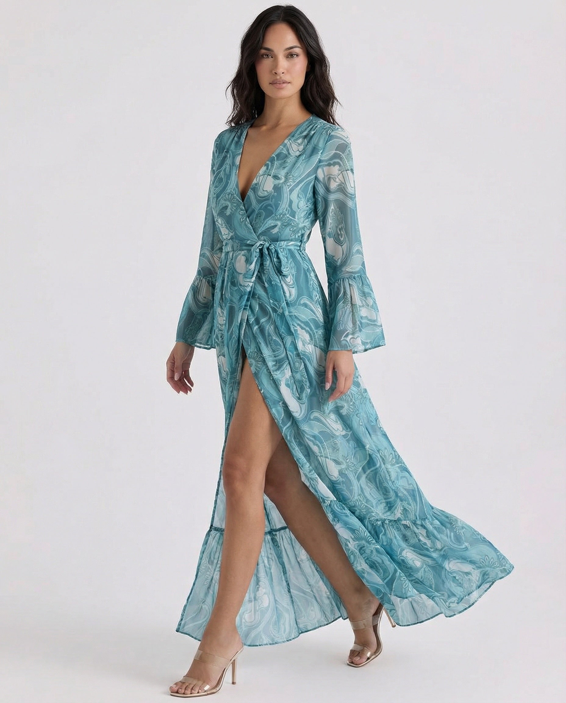 PEACEFUL WATERS POLYMORPHIC KIMONO DRESS